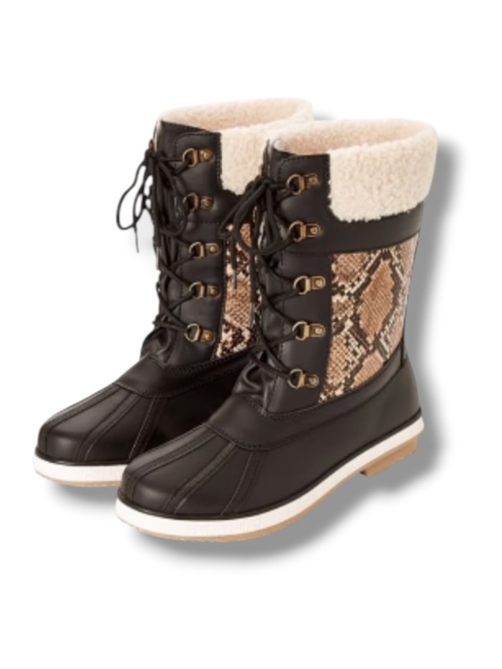 JustFab Women’s Jazmyne Winter Fashion Boots Snake Reptile Print Faux Wool NWT